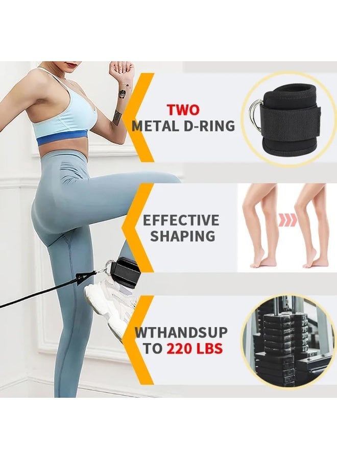 Goolsky 2pcs Breathable Ankle Straps for Resistance Bands - Adjustable, Durable Polyester Fitness Foot Rings Black - Ideal for Taekwondo, Leg Strength Training, Hip Workouts, Leg Exerciser - Image 4
