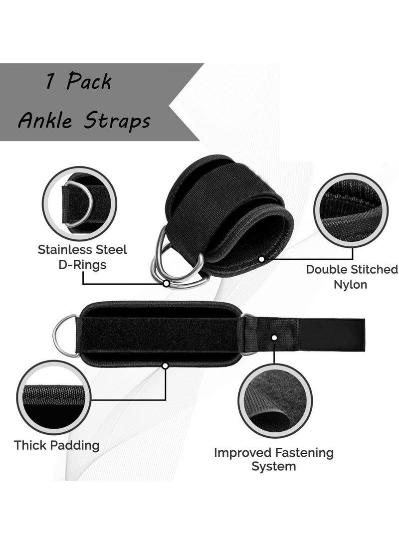 Goolsky 2pcs Breathable Ankle Straps for Resistance Bands - Adjustable, Durable Polyester Fitness Foot Rings Black - Ideal for Taekwondo, Leg Strength Training, Hip Workouts, Leg Exerciser - Image 2