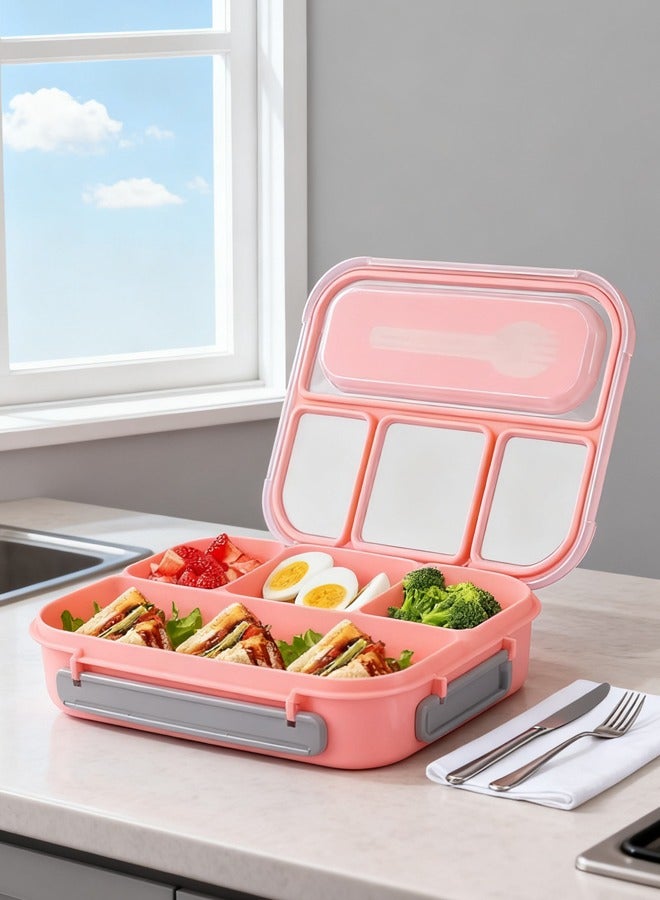 LO.BABY.VE Lunch Box for Kids Adults,Bento Lunch Box,Lunch Containers for Adults/Kids/Toddler,1300ML-4 Compartment Bento Lunch Box,Microwave & Dishwasher & Freezer Safe,BPA Fre (Pink) - Image 1