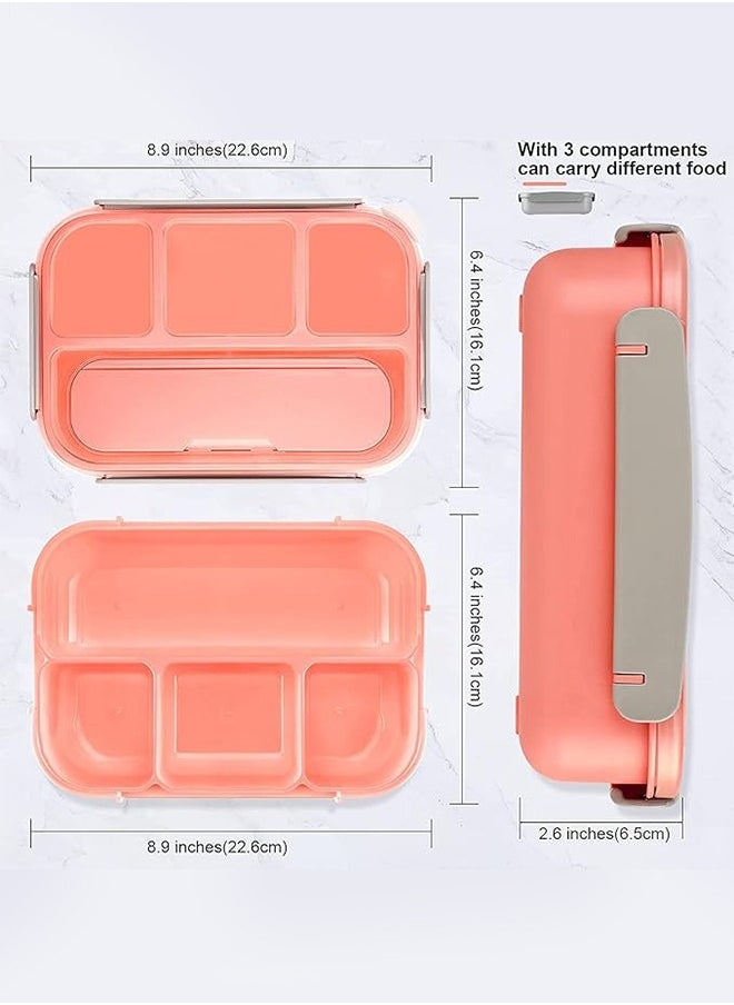 LO.BABY.VE - Lunch Box for Kids Adults,Bento Lunch Box,Lunch Containers for Adults/Kids/Toddler,1300ML-4 Compartment Bento Lunch Box,Microwave & Dishwasher & Freezer Safe,BPA Fre (Pink) - Image 1