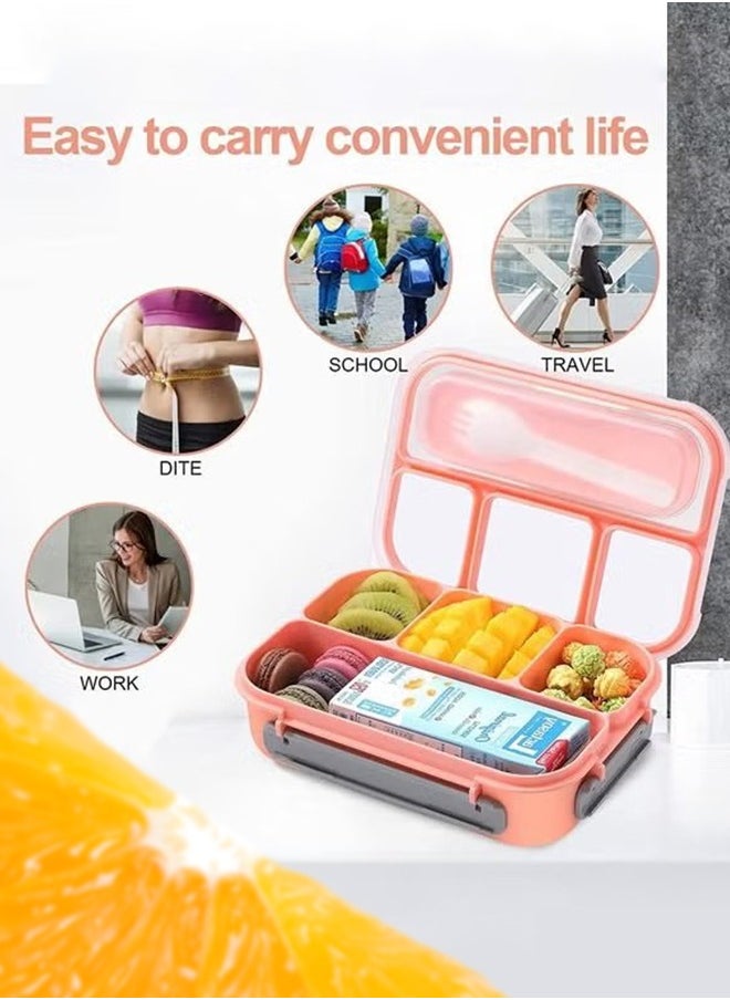 LO.BABY.VE - Lunch Box for Kids Adults,Bento Lunch Box,Lunch Containers for Adults/Kids/Toddler,1300ML-4 Compartment Bento Lunch Box,Microwave & Dishwasher & Freezer Safe,BPA Fre (Pink) - Image 1