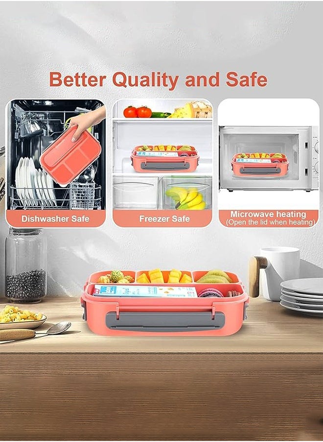 LO.BABY.VE - Lunch Box for Kids Adults,Bento Lunch Box,Lunch Containers for Adults/Kids/Toddler,1300ML-4 Compartment Bento Lunch Box,Microwave & Dishwasher & Freezer Safe,BPA Fre (Pink) - Image 1