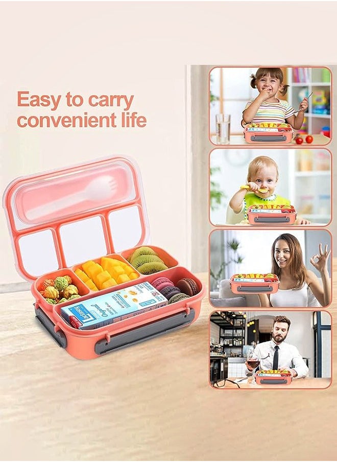 LO.BABY.VE - Lunch Box for Kids Adults,Bento Lunch Box,Lunch Containers for Adults/Kids/Toddler,1300ML-4 Compartment Bento Lunch Box,Microwave & Dishwasher & Freezer Safe,BPA Fre (Pink) - Image 1