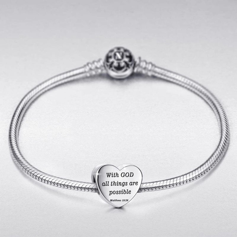 MUERDOU Heart Charm Fit Pandora Charms Bracelet Christian Bible Verse Charm Prayer Faith Religious Charms Gifts for Women - Image 5