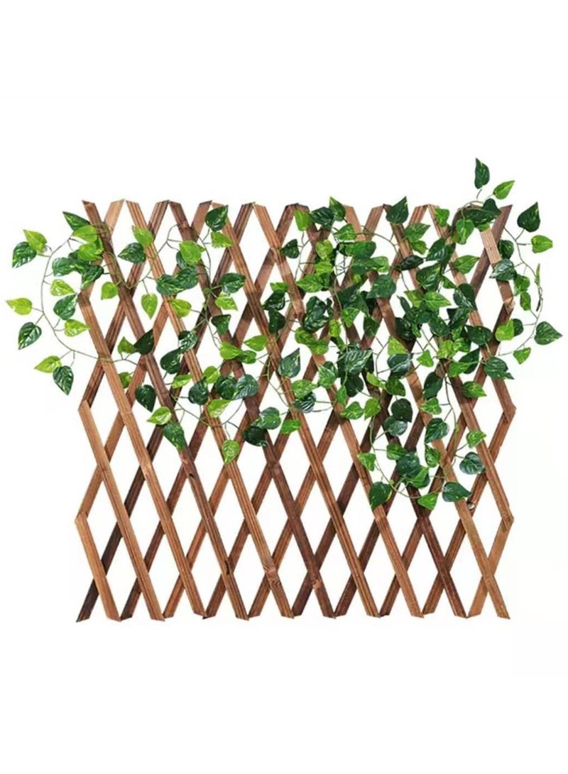 LINGWEI Foldable Wooden Trellis Fence for Garden & Balcony Brown - Image 5
