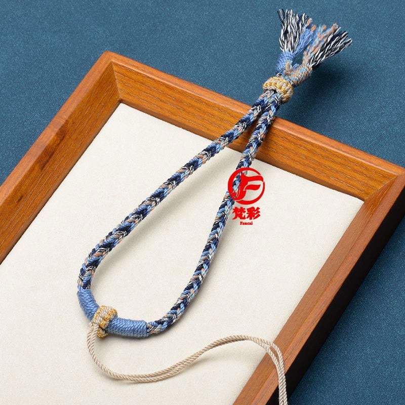 Traditional Chinese Hand-Twisted Cotton Cord Bracelet for DIY Jade Stone Accessories, Handwoven Tibetan Style