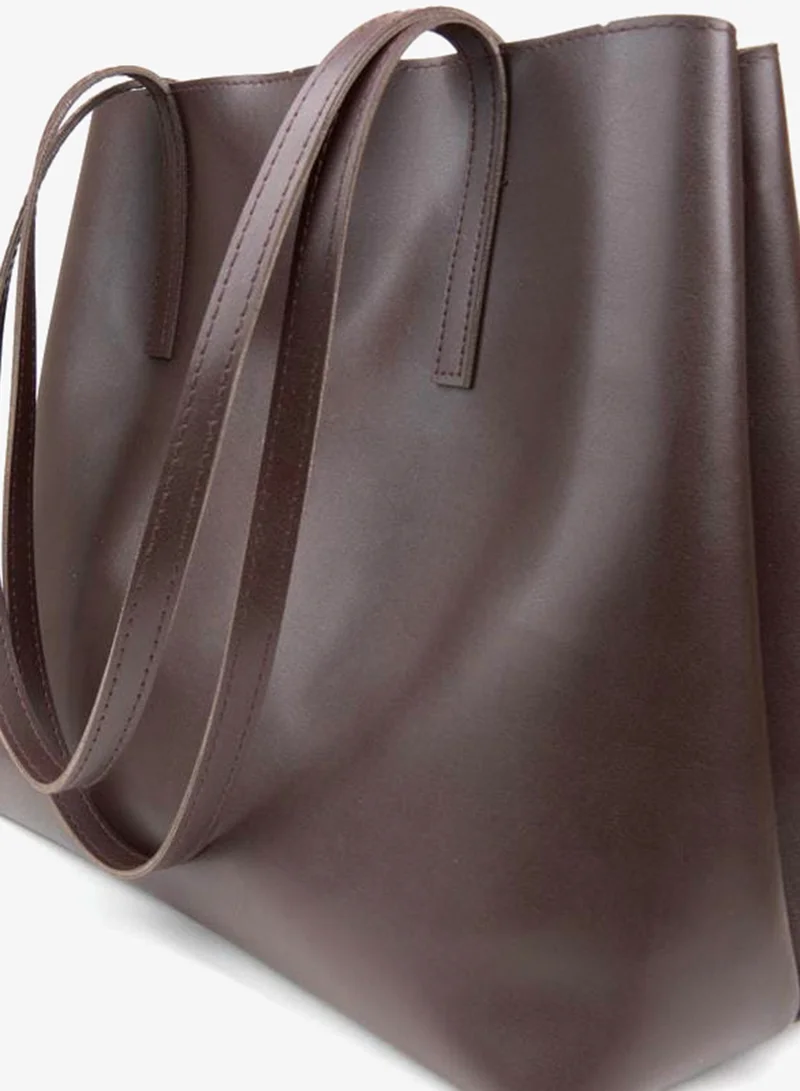 Women's Aster Dark Coffee Synthetic Leather Edge Snap-Closure Foldable and Closing Hand, Arm, and Shoulder Bag.