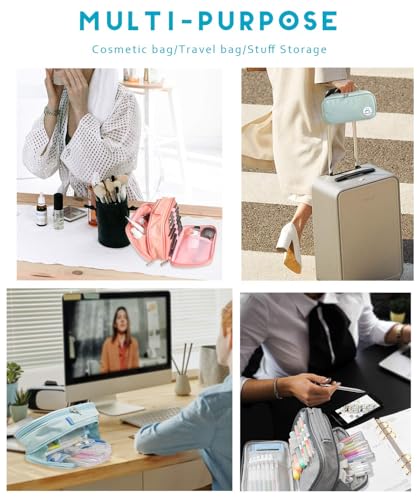 Surpop Pencil Case Pen Bag Holder Pouch Large Handle Big Capacity Desk Organizer Storage Marker Box Stationary Makeup Cosmetic Double Zippers for School Office Students Teen - Image 5