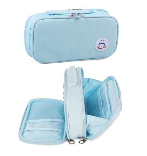 Surpop Pencil Case Pen Bag Holder Pouch Large Handle Big Capacity Desk Organizer Storage Marker Box Stationary Makeup Cosmetic Double Zippers for School Office Students Teen - Image 1