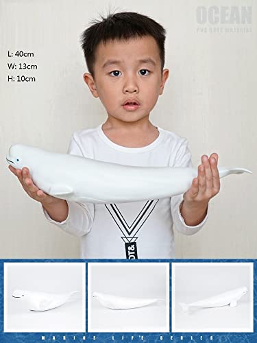 SmilerSmile Simulated Ocean Big Animal, One pc 15Inch Soft Filled Rubber Sea Educational Toys (Beluga) - Image 3