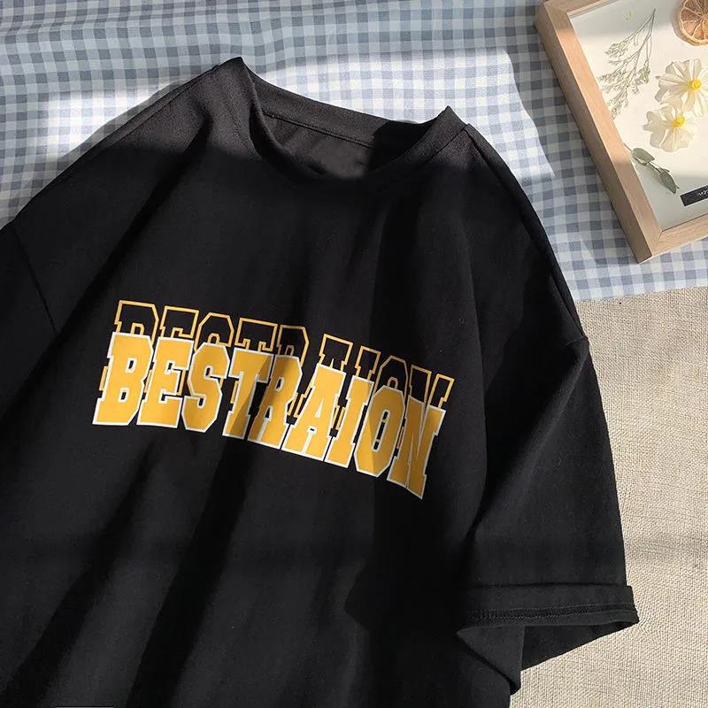 Men'S T-Shirt New American Ins High Street Loose All-Match Simple Student Couple Half Sleeve T-Shirt - Image 2