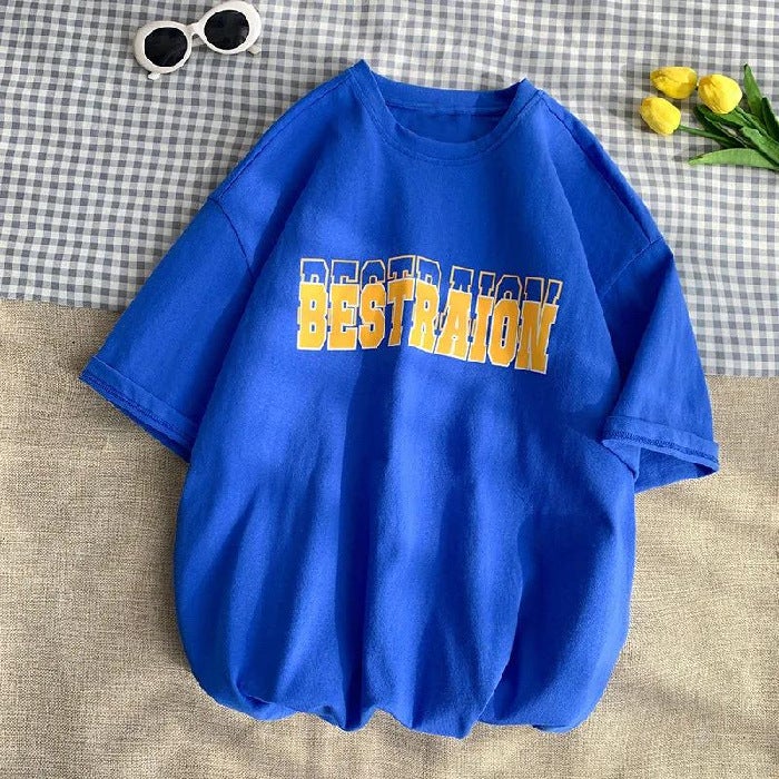 Men'S T-Shirt New American Ins High Street Loose All-Match Simple Student Couple Half Sleeve T-Shirt - Image 1