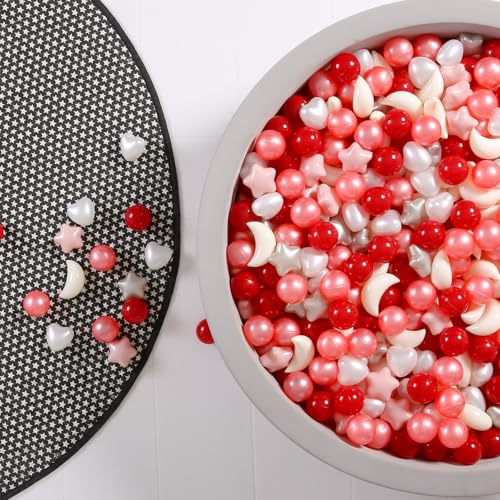 GOGOSO Star Heart Moon Ball Pit Balls Shaped Play Balls for Ball Pit 100 200 500 1000 Crush Proof Bpa Free Kids Toddler Baby Pastel PelotasFiery Scarlet Red 100 - Image 1