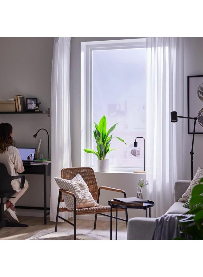 erorex Sheer curtain, 1 piece, with heading tape/white, 300x300 cm - Image 2