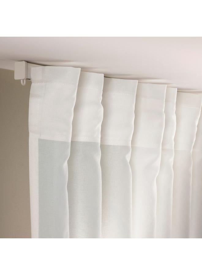 erorex Sheer curtain, 1 piece, with heading tape/white, 300x300 cm - Image 5
