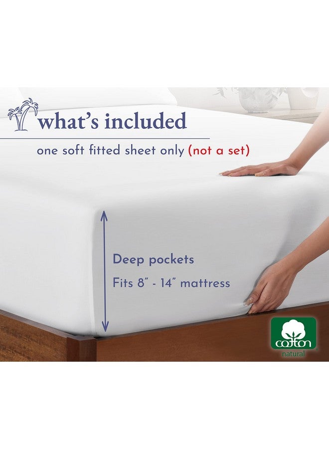 California Design Den California Design Den White Fitted Sheet King, Soft 100% Cotton Sateen, Deep Pocket, Durable All-Around Elastic, Head/Foot Side Indicators, King Fitted Sheet Only - Image 2