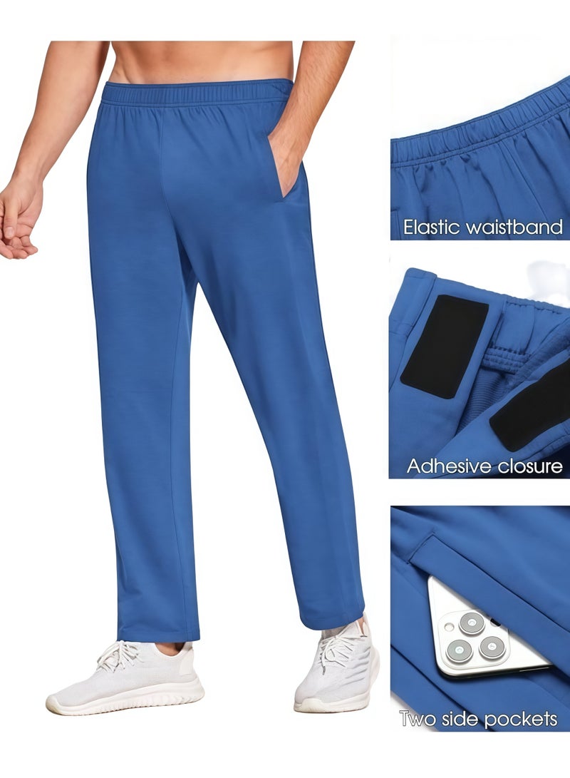 Men's Tear-Off Pants for Post-Surgery Patients with Leg Immobility: Side-Swept, slit-front athletic pants with a relaxed fit and pockets. - Image 1