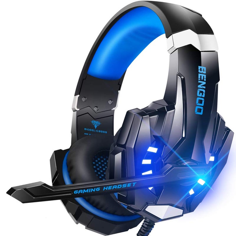 BENGOO G9000 Stereo Gaming Headset for PS4 PC Xbox One PS5 Controller, Noise Cancelling Over Ear Headphones with Mic, LED Light, Bass Surround, Soft Memory Earmuffs for Nintendo - Image 1