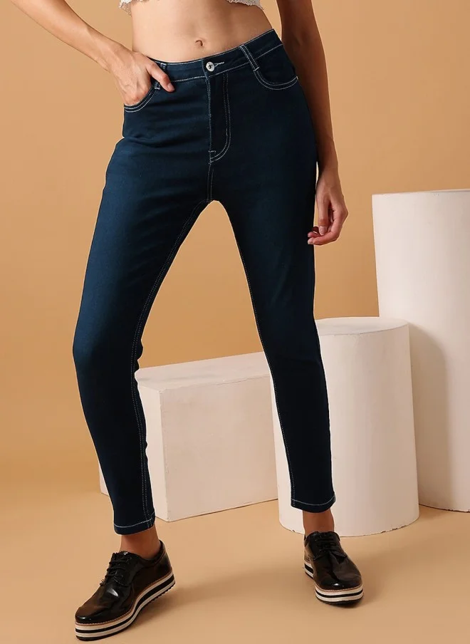 STREET 9 Skinny Fit Medium Blue Jeans for Women