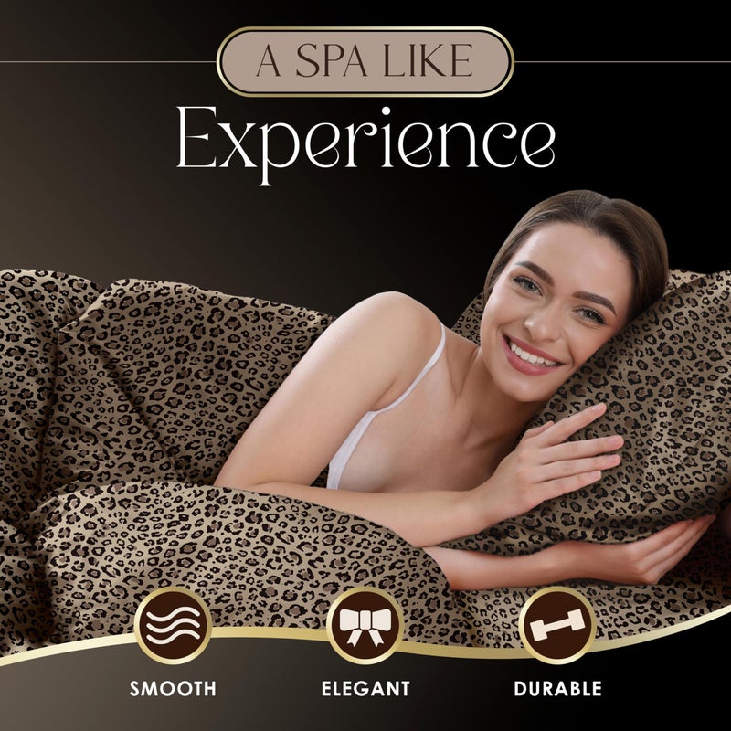 Martex Elegance 4-Piece Satin Sheets - Queen Size Luxury Hotel Quality Set - Leopard Print, Silky Soft & Smooth - Image 4