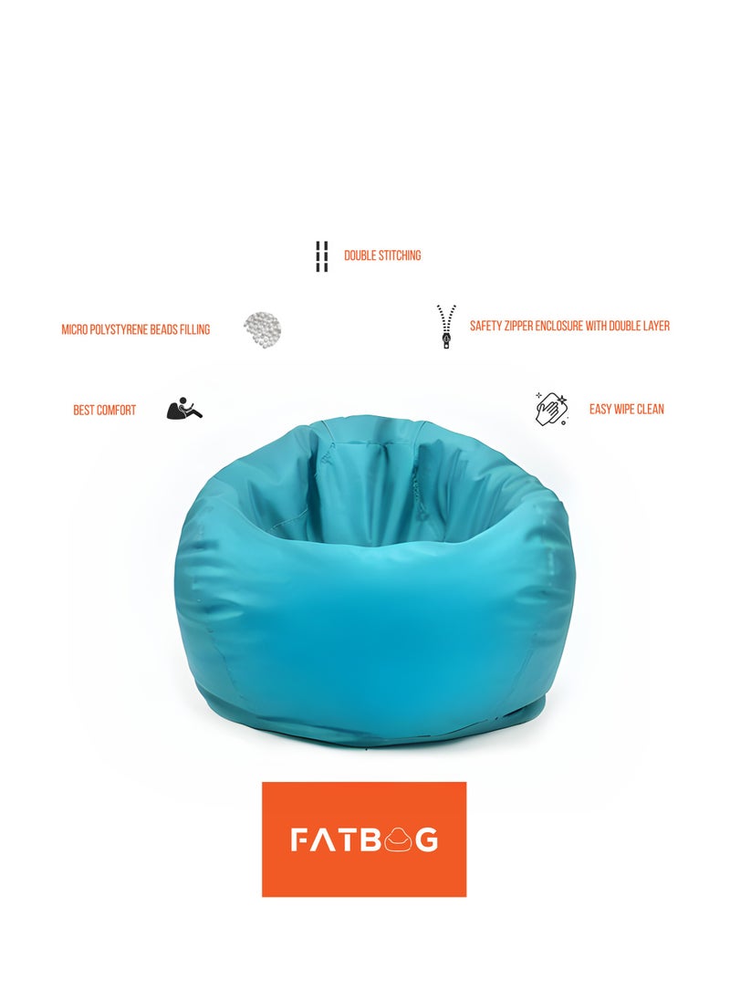Faux Leather Bean Bag With Polystyrene Beads Filling XS, Cyan