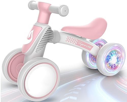 WETIFY Colorful Lighting Baby Balance Bike Toys for 1 Year Old Girl Gifts 1036 Month Toddler Balance Bike No Pedal 4 Silence Wheels  Soft Seat First Bike One Year Old Girl Birthday Gifts - Image 1