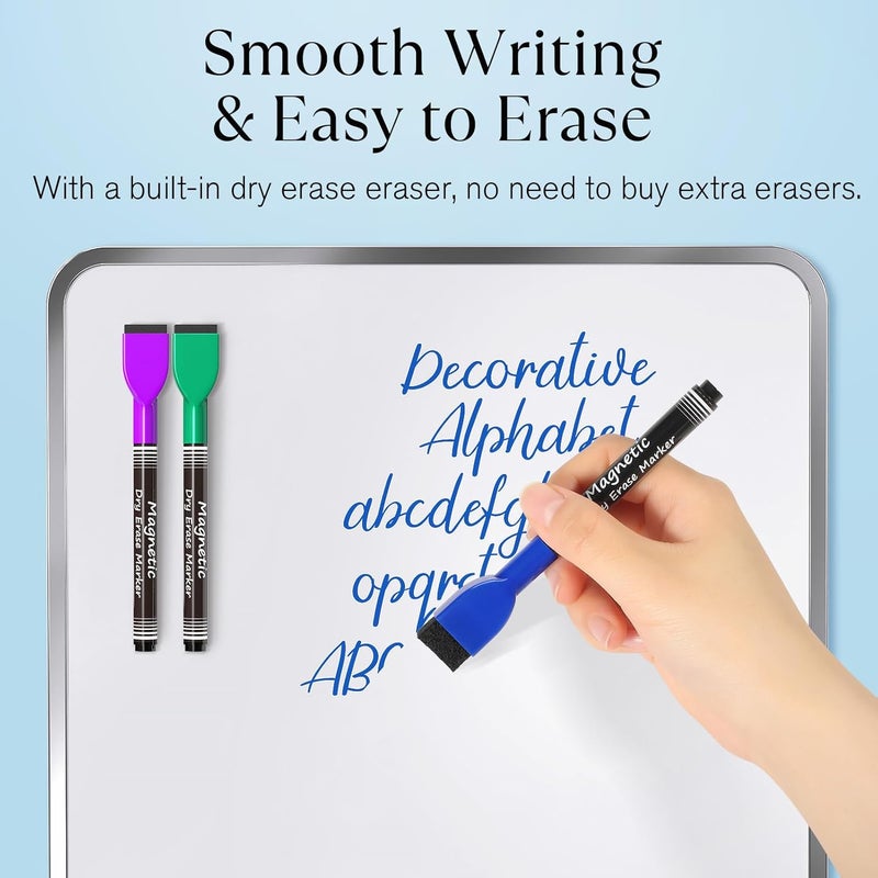 MaxGear Dry Erase Markers Fine Tip, Fine Point Dry Erase Markers With Eraser, Magnetic Dry Erase Markers, White Board Markers, Colorful Dry Erase Markers Low Odor For Office School, 8 Count - Image 5