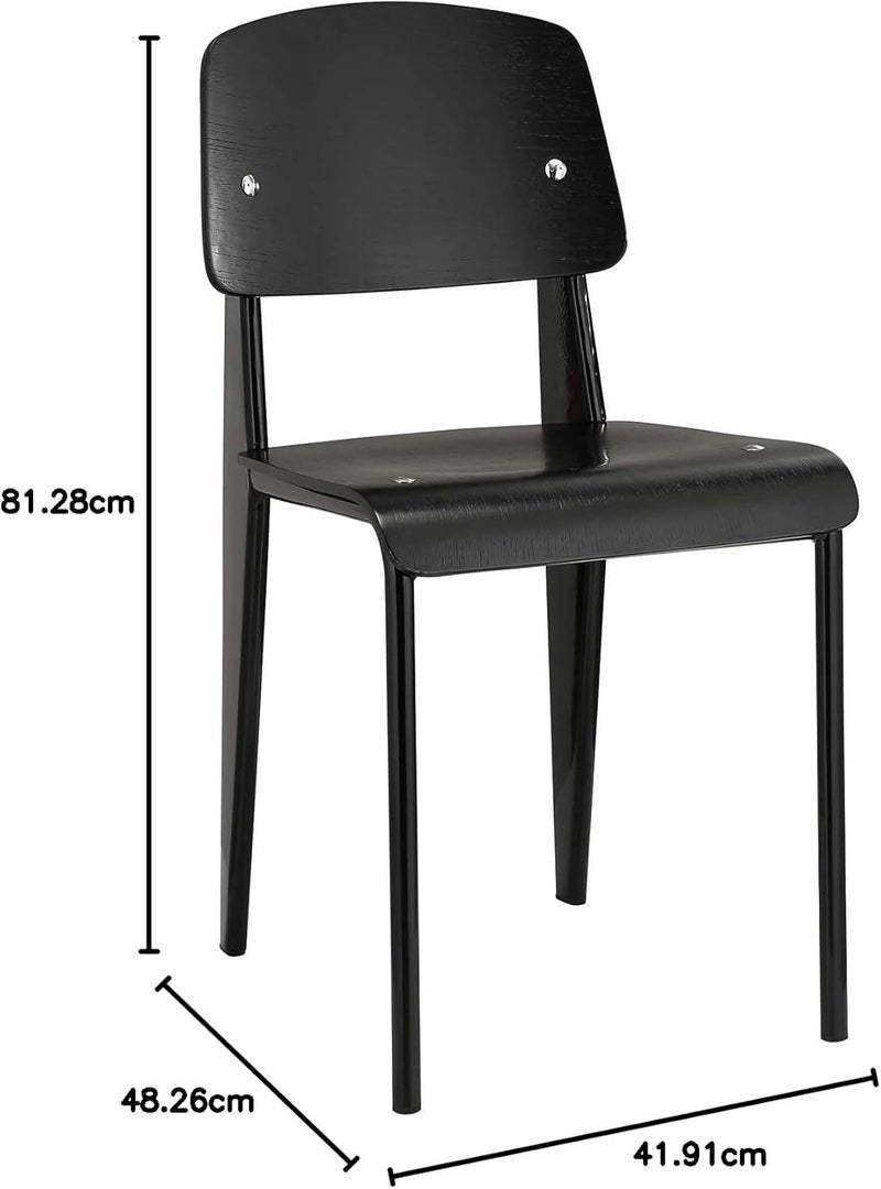 Modway Cabin Modern Wood and Metal Kitchen and Dining Room Chair in Black - Image 3