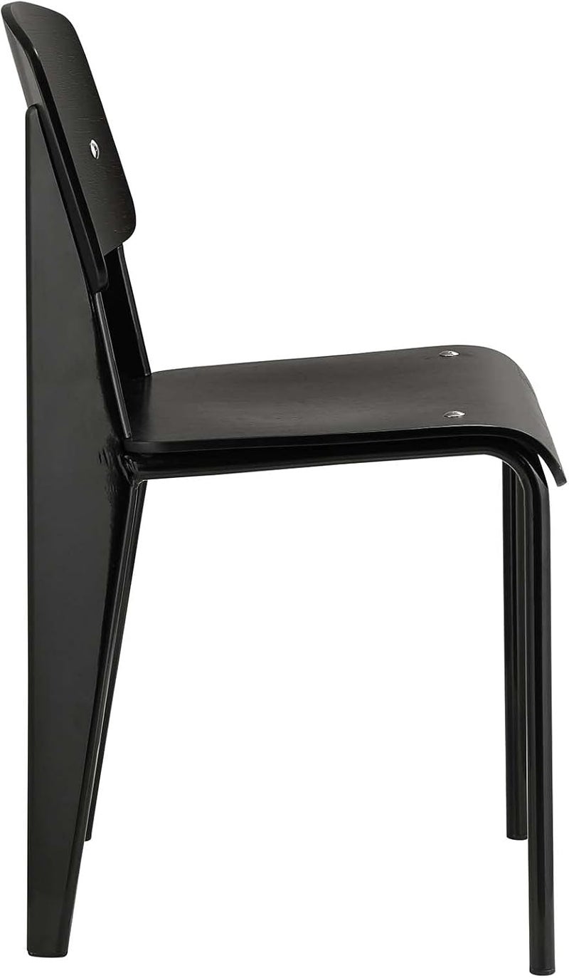 Modway Cabin Modern Wood and Metal Kitchen and Dining Room Chair in Black - Image 5