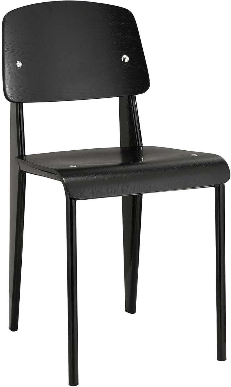 Modway Cabin Modern Wood and Metal Kitchen and Dining Room Chair in Black - Image 4