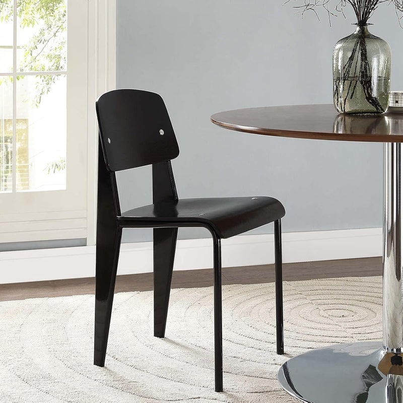 Modway Cabin Modern Wood and Metal Kitchen and Dining Room Chair in Black - Image 2
