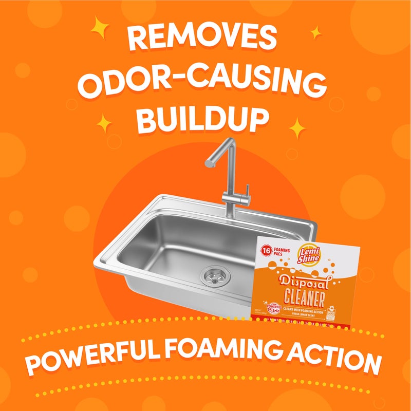 Lemi Shine Foaming Garbage Disposal Cleaner and Deodorizer Powered By Citric Acid | Natural Fresh Lemon Scent (16 Uses) - Image 3
