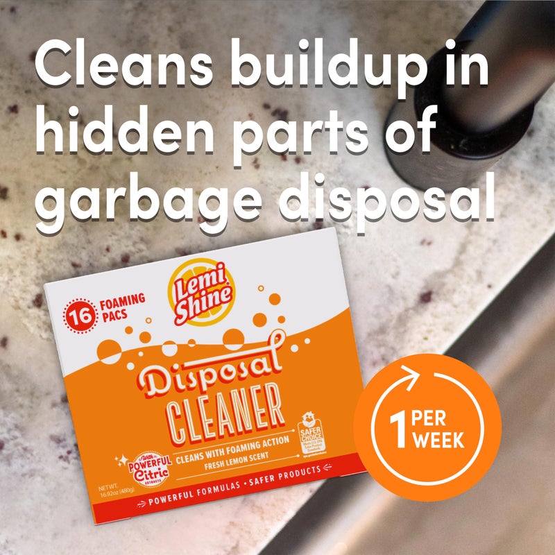 Lemi Shine Foaming Garbage Disposal Cleaner and Deodorizer Powered By Citric Acid | Natural Fresh Lemon Scent (16 Uses) - Image 2