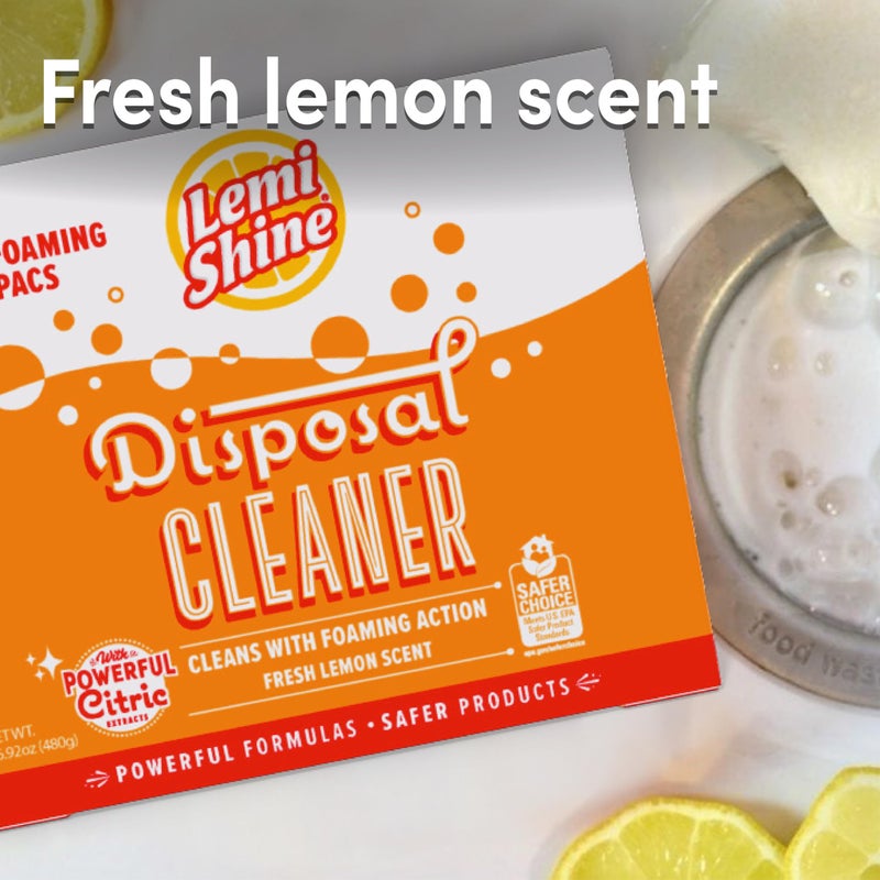 Lemi Shine Foaming Garbage Disposal Cleaner and Deodorizer Powered By Citric Acid | Natural Fresh Lemon Scent (16 Uses) - Image 4
