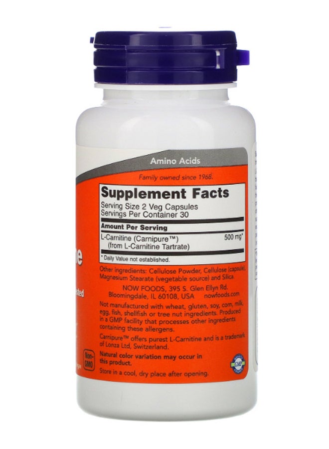 Now Foods L-Carnitine Dietary Supplement 60 Veg Capsules - Image 2