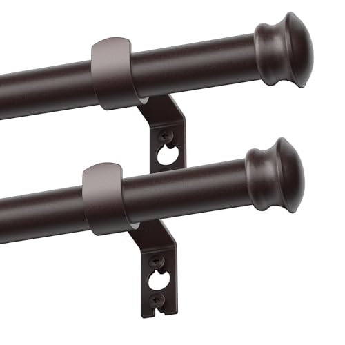 CorkLatta 2 pack Bronze Curtain Rods for Windows 30 to 45 Inches with Brackets, Decorative 5/8 Inch Diameter Single Window Curtain Rod Set for Room Divider, Bedroom, Living room, Kitchen, Bathroom - Image 1