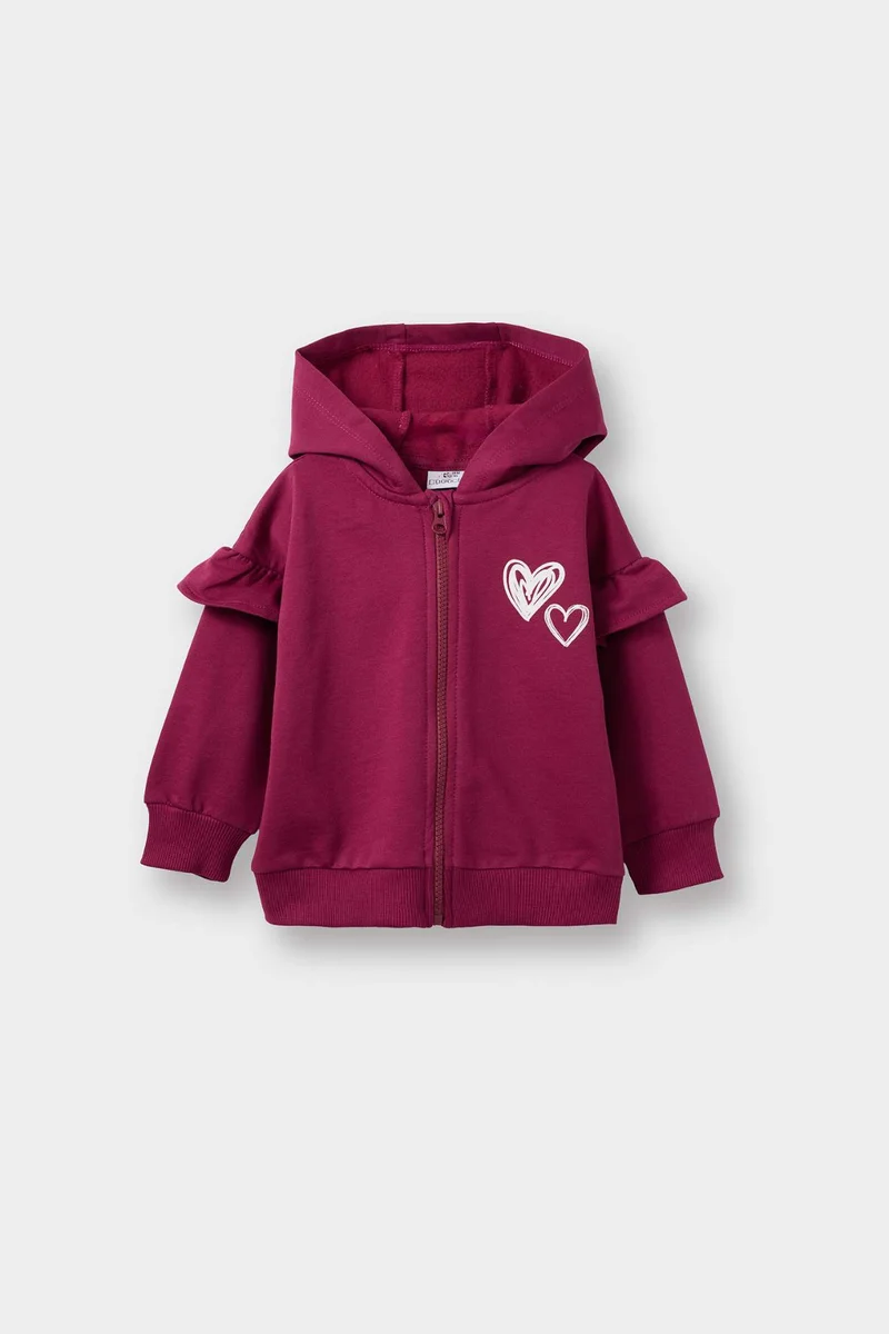 ديفاكتو Baby Girl Heart Patterned Hooded Cardigan