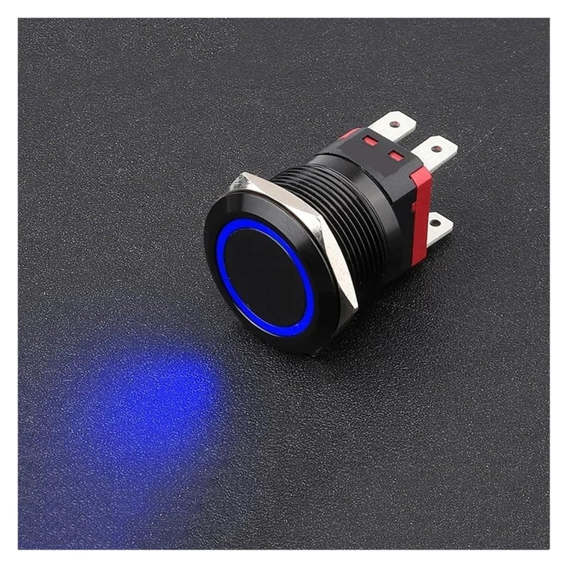 مفتاح طاقة عالي التيار ذاتي القفل 22 مم مقاوم للماء أسود إعادة ضبط 9-24 فولت - Image 3