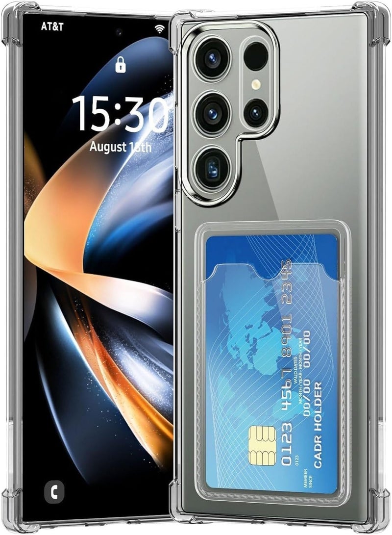 Case Compatible with Samsung Galaxy S26 Ultra Clear Case with Card Holder and Wallet Soft TPU Shockproof Protective Phone Cover with Camera Lens Protection (Clear)