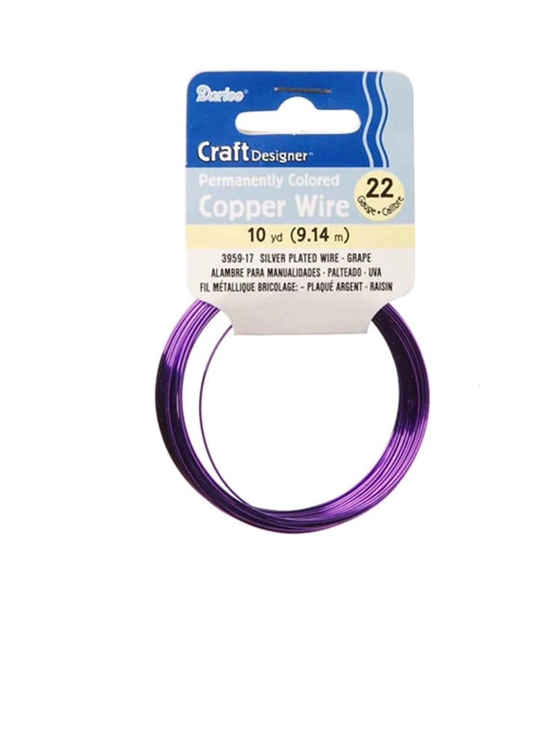 Darice Silver Plated Copper Wire 22 Gauge Grape 10 Yards  - Image 2