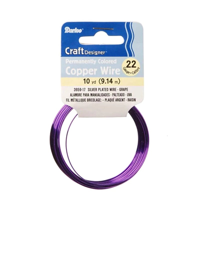Darice Silver Plated Copper Wire 22 Gauge Grape 10 Yards  - Image 1