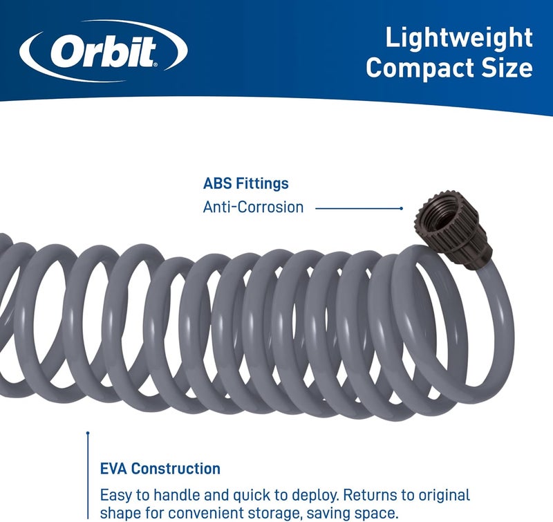 ORBIT 27560 Coil Garden Hose, 50 Feet, with 8-Pattern Hose Nozzle (Gray) - Image 3