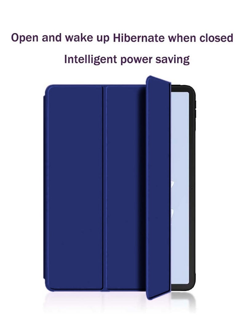 Smart Flip Auto Awake/Auto Sleep Leather Texture Case Cover For Honor Pad X9 4G 2023 11.5 Inch Navy Blue