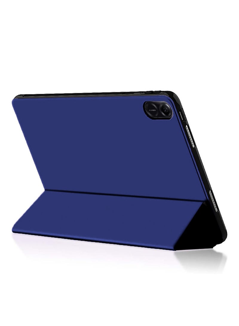 Smart Flip Auto Awake/Auto Sleep Leather Texture Case Cover For Honor Pad X9 4G 2023 11.5 Inch Navy Blue