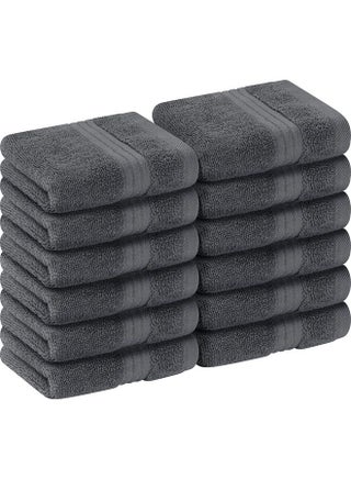 12 Pack Premium Wash Cloths Set (12 x 12 Inches) 100% Cotton Ring Spun, Highly Absorbent and Soft Feel Washcloths for Bathroom, Spa, Gym, and Face Towel (Grey) - pzsku/ZC409E2C353CFD4968AE3Z/45/_/1686654606/a3bf2d21-8d3c-4435-aa72-72172d920adb