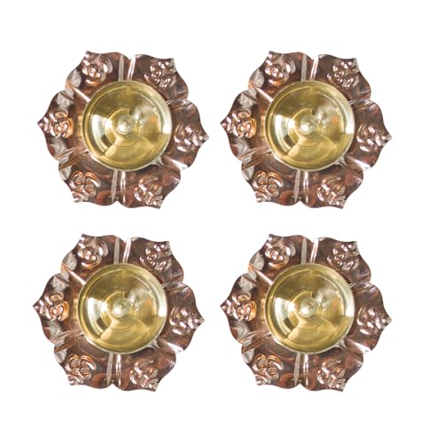 CraftVatika Return Gifts for Pooja, Pure Brass Diya Set of 4, Diwali Décor Items, Diwali Decoration Items, Brass Deepak Oil Wick Holder Deepawali Gifts for Family Friends Corporate Employees (4 Pcs) - Image 4