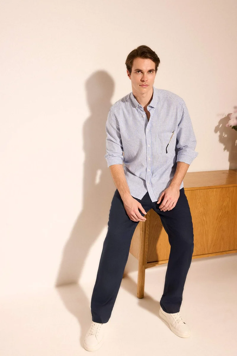 ديفاكتو Mixed Linen Shirt
