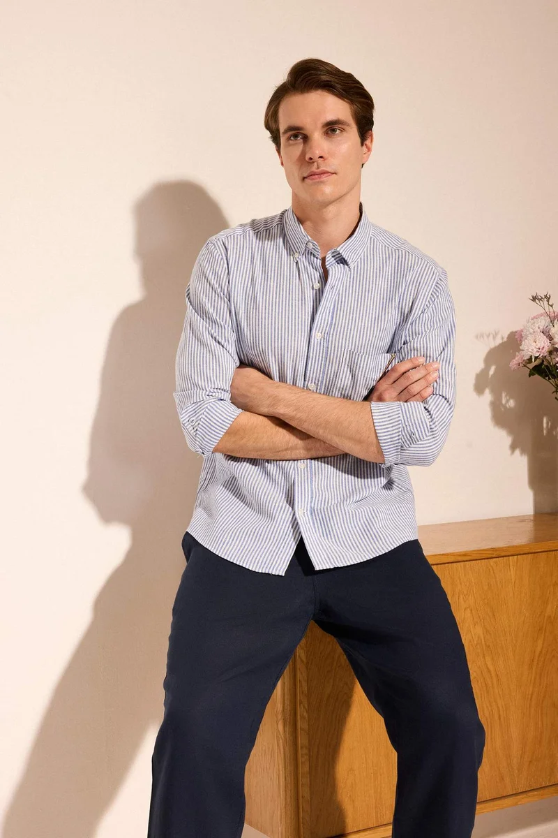 ديفاكتو Mixed Linen Shirt