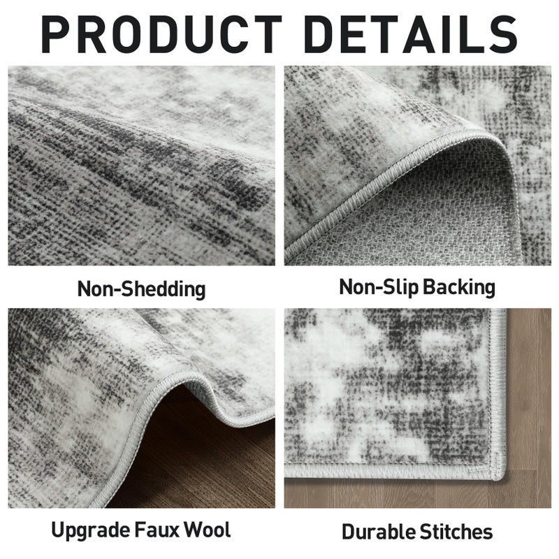 Gent drizz 8x10 Area Rugs Washable Rug: Large Modern Abstract Living Room Rug Soft Anti-Skid Thin Carpet Indoor Floor Non-Shedding Carpets for Bedroom Dining Room Farmhouse Nursery Home Office Black Grey - Image 2