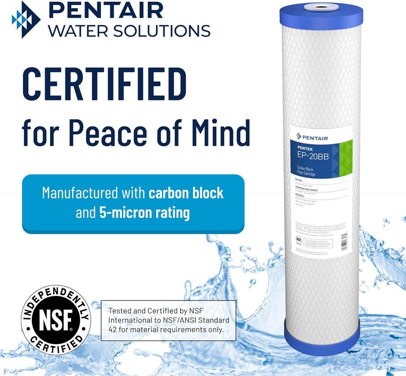 Pentek EP-20BB Carbon Block Filter Cartridge - 20" x 4-5/8", 5 Micron Filtration - Image 3